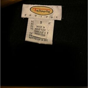 Talbots Wool Cashmere Blend Double Breasted Cardigan Sweater Jacket Black PS